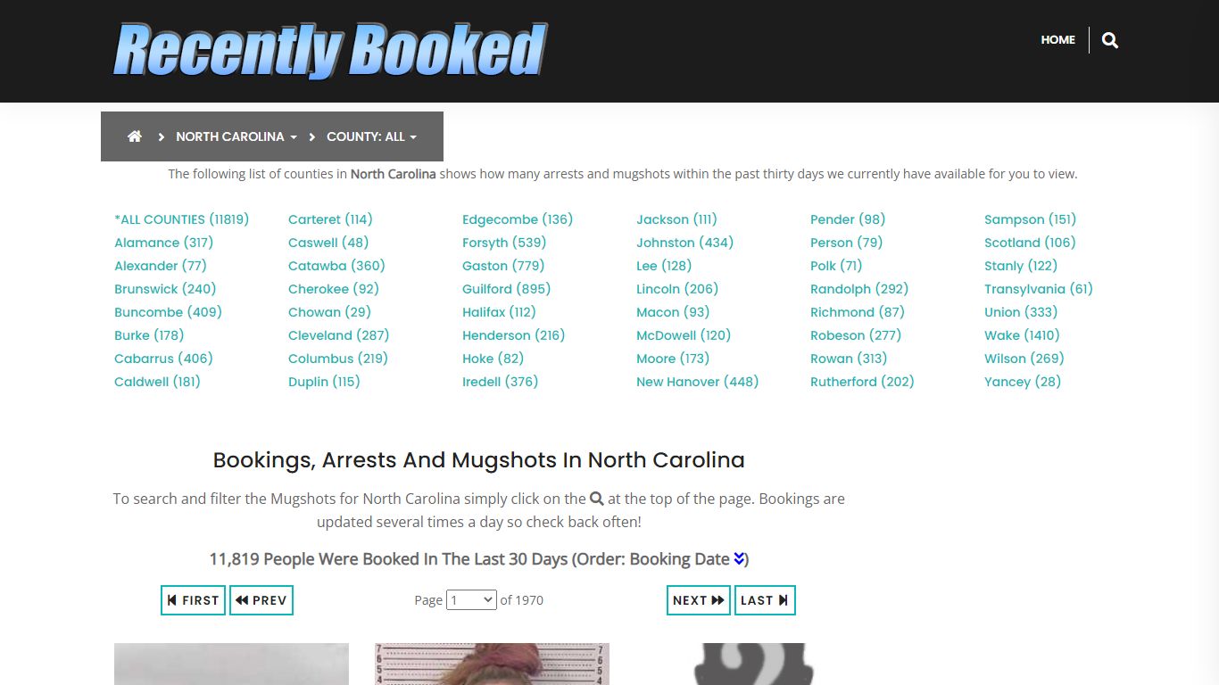 Bookings, Arrests and Mugshots in New Hanover County, North Carolina