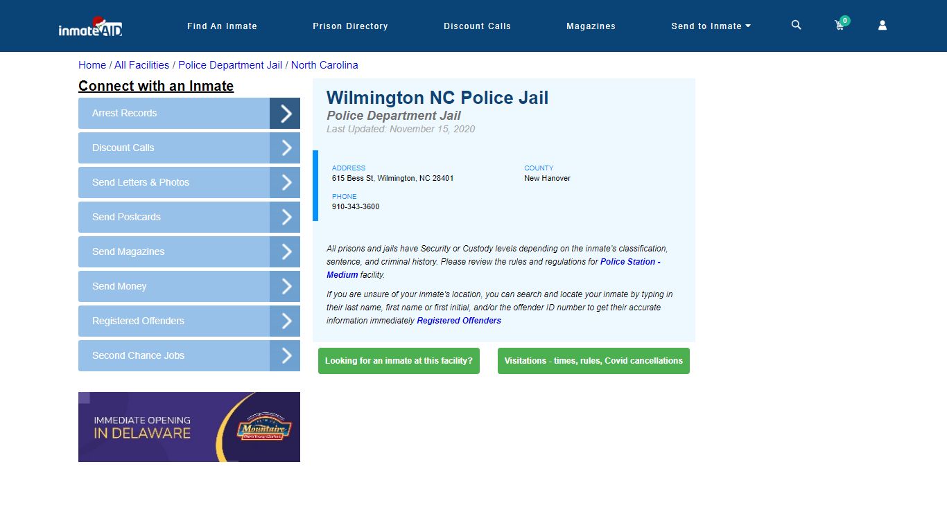 Wilmington NC Police Jail & Inmate Search - Wilmington, NC
